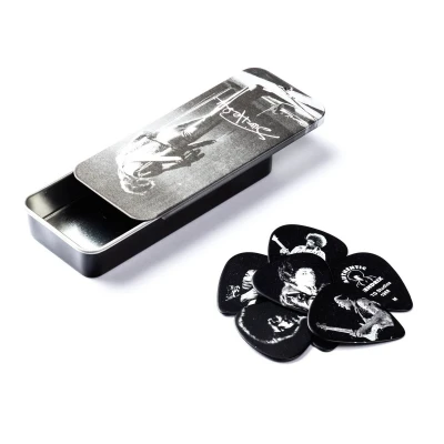 Сувенирный набор медиаторов в пенале Dunlop JHPTR06M Jimi Hendrix Silver Portrait Pick Tin, средний