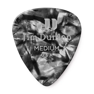 Медиаторы средние, 12 шт. Dunlop 483P02MD Celluloid Black Pearloid Medium 12Pack