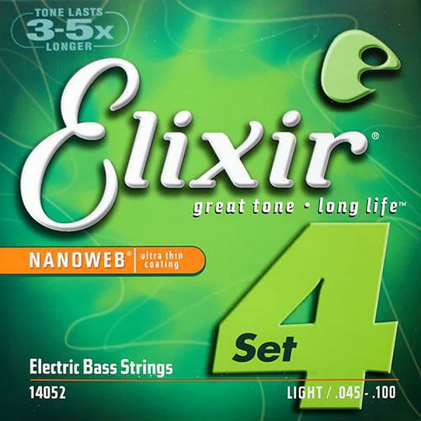 Струны для бас-гитары Elixir 14052 NanoWeb Light 45-100