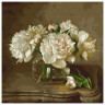 Картина по номерам 30х30 Бузин. Белые пионы на столике (20 цветов)