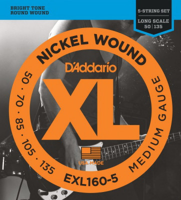 D'ADDARIO EXL160-5  Medium 50-135-струны для 5-струнной бас-гитары