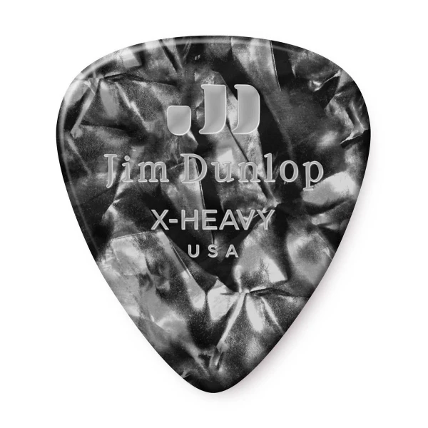 Медиаторы очень жесткие Dunlop 483P02XH Celluloid Black Pearloid Extra Heavy, 12 шт.