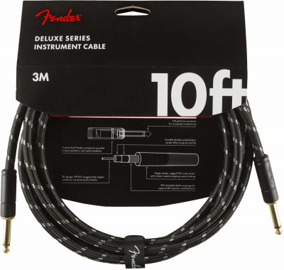 FENDER DELUXE 10' INST CBL BTWD инструментальный кабель, черный твид, 10'