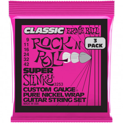 Струны для электрогитары ERNIE BALL 3253 Pure Classic RnR Slinky Super 3 Pack 9-42