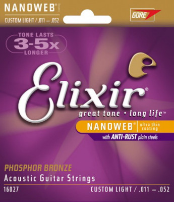 ELIXIR 16027 NanoWeb Anti-rust Custom Light 11-52 струны для акустической гитары