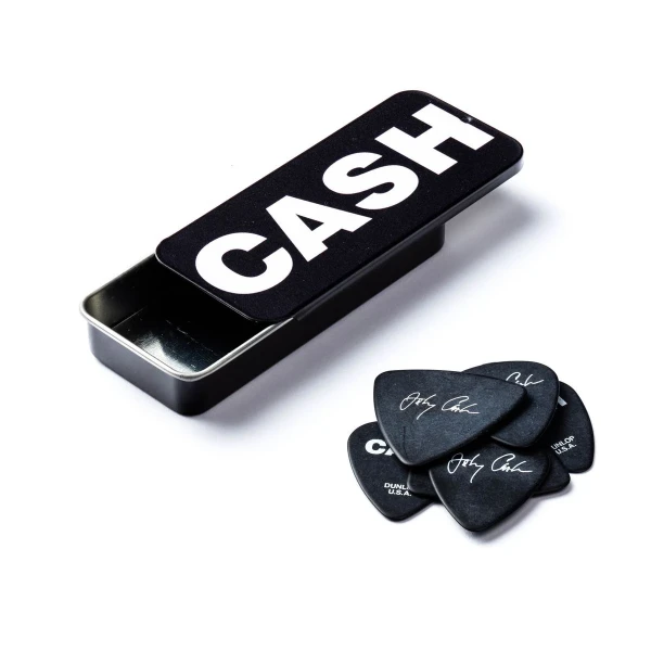 Сувенирный набор медиаторов в пенале Dunlop JCPT04H Johnny Cash Bold Pick Tin, жесткие, 6 шт.