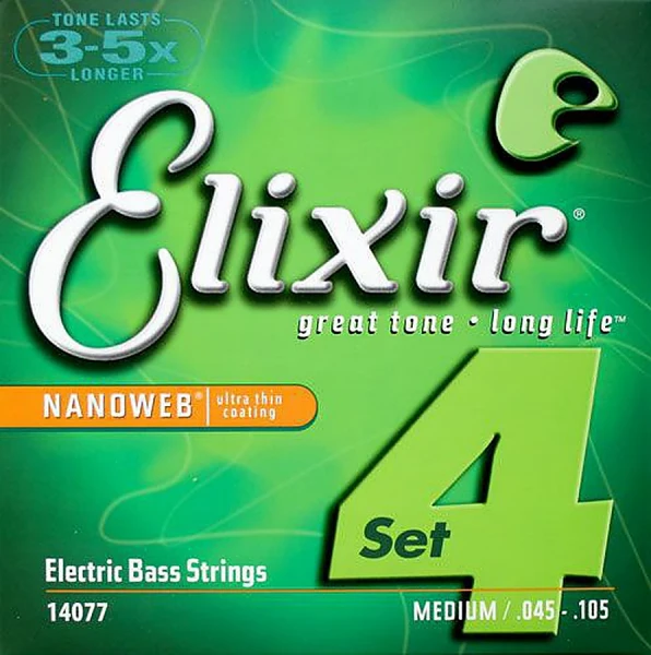 Струны для бас-гитары Elixir 14077 NanoWeb Medium 45-105