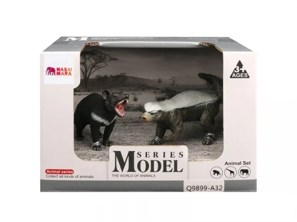 Набор фигурок животных MASAI MARA MM211-128 серии "Мир диких животных": Тасманский дьявол и медоед
