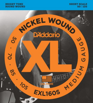 D'ADDARIO EXL160S Medium 50-105, Short Scale струны для 4-струнной бас-гитары
