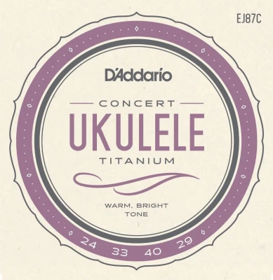 Струны для укулеле концерт D'Addario EJ87C, серия Titanium, 24-33-40-29