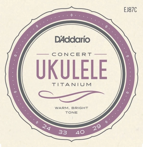 Струны для укулеле концерт D'Addario EJ87C, серия Titanium, 24-33-40-29