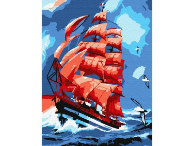 Картина по номерам 15х20 АЛЫЕ ПАРУСА  (10 цветов)