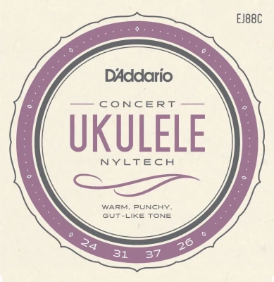 Струны для укулеле концерт D'Addario EJ88C, серия Nyltech, 24-31-37-26