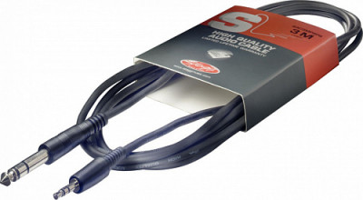 STAGG SAC3MPSPS - аудио шнур, 3метра, мини стерео джек - стерео джек 1/4"