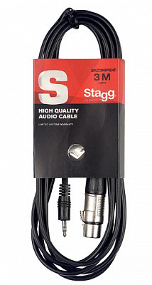 STAGG SAC3MPSXF -аудио шнур XLR(F)-JACK mini stereo папа, серия Deluxe, 3 метра, черного цвета