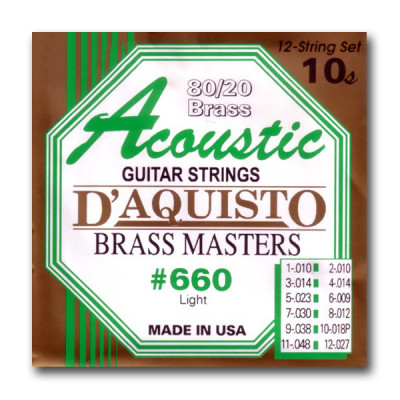Струны для 12-ти струнной акустической гитары D'Aquisto 660L (10-27+10-48)