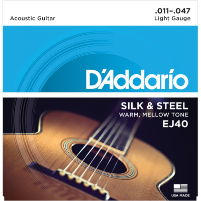 Струны для акустической гитары D'ADDARIO EJ40 шёлк/сталь 11-47