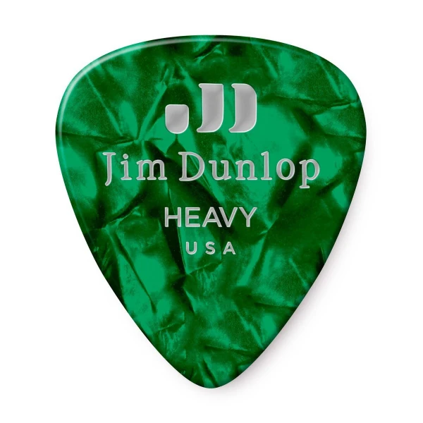 Медиаторы жесткие Dunlop 483P12HV Celluloid Green Pearloid Heavy, 12 шт.