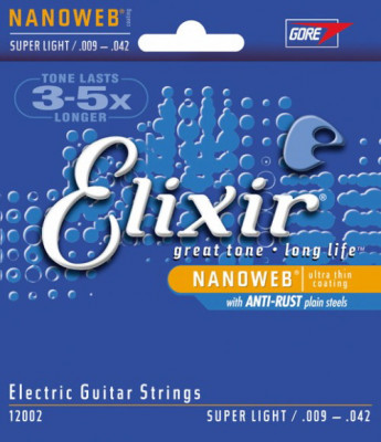 ELIXIR 12002 NanoWeb Anti Rust Super Light 09-42 струны для электрогитары