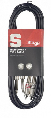 STAGG STC060PCM - сдвоенный аудио шнур 2xmono Jack - 2 RCA.Длина: 60 см.Цвет: черный