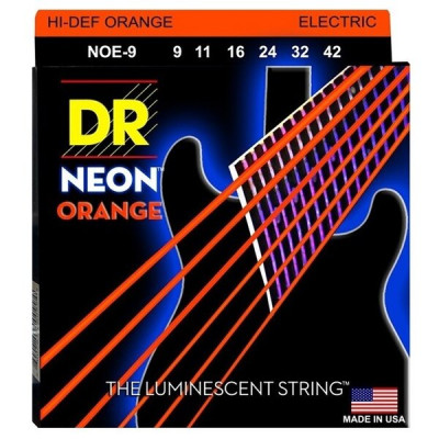 Струны для электрогитар люминесцентные DR NOE-9-42 NEON ORANGE