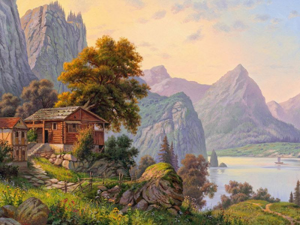 Картина мозаикой с нанесенной рамкой 40х50 И.ПРИЩЕПА.УЮТНЫЙ УГОЛОК (31 цвет)