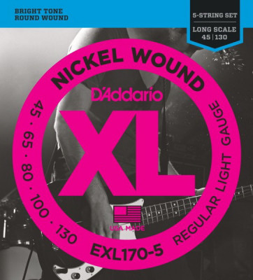 D'ADDARIO EXL170-5 Regular Light 45-130 струны для 5-струнной бас-гитары