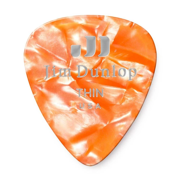 Медиаторы, тонкие, 12 шт. Dunlop 483P08TH Celluloid Orange Pearloid Thin 12Pack