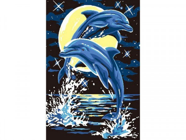 Набор юного художника 20х30 Лунные дельфины (8 цветов)