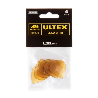 Медиаторы Dunlop 427P138 Ultex Jazz III 6Pack, толщина 1.38 мм, 6 шт.