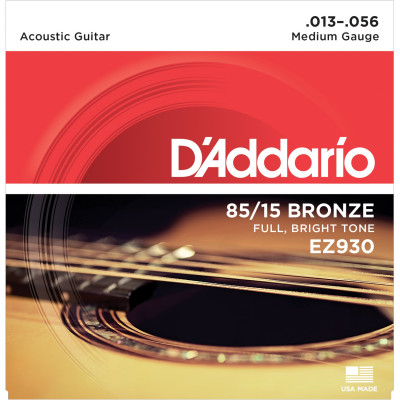 Струны для акустической гитары D'ADDARIO EZ930 бронза 85/15, Medium 13-56