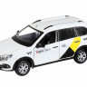 Машина "АВТОПАНОРАМА" Яндекс.Такси LADA GRANTA CROSS, белый, 1/24, свет, звук, в/к 24,5*12,5*10,5см