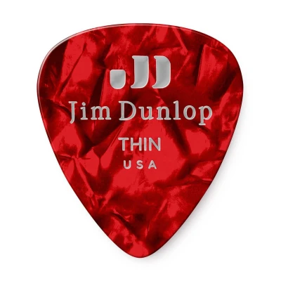 Медиаторы тонкие, 12 шт. Dunlop 483P09TH Celluloid Red Pearloid Thin 12Pack