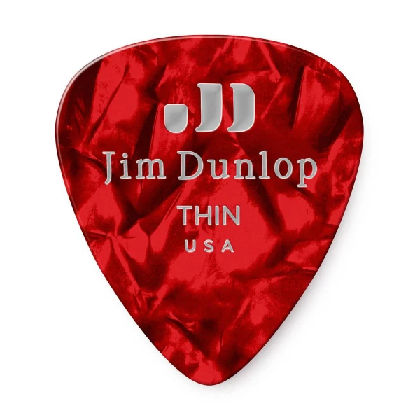 Медиаторы тонкие, 12 шт. Dunlop 483P09TH Celluloid Red Pearloid Thin 12Pack