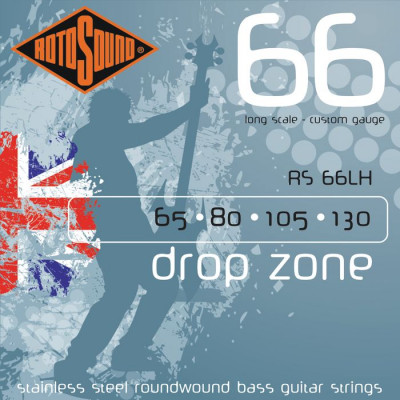 ROTOSOUND RS66LH BASS STRINGS STAINLESS STEEL струны для бас-гитары с пониженным строем, сталь, 65-130