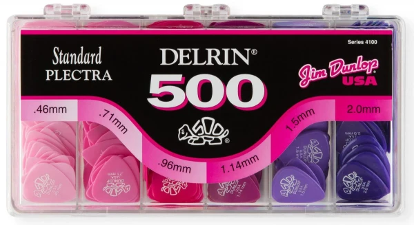 Коробка с медиаторами Dunlop 4100 Delrin 500 Display, 046,071,096 - 72 шт, 114,150,200 - 36 шт, 324 шт