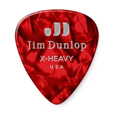 Медиаторы, очень жесткие, 12 шт. Dunlop 483P09XH Celluloid Red Pearloid Extra Heavy 12Pack