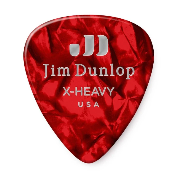 Медиаторы, очень жесткие, 12 шт. Dunlop 483P09XH Celluloid Red Pearloid Extra Heavy 12Pack