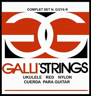Струны для укулеле сопрано, концерт, тенор GALLI STRINGS G216R нейлон, цвет - красный