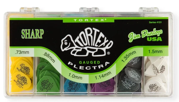 Коробка с медиаторами Dunlop 4121 Tortex Sharp Display, 0.73, 0.88, 1.00, 1.14, 1.35, 1.50 мм - 36 шт, 216 шт