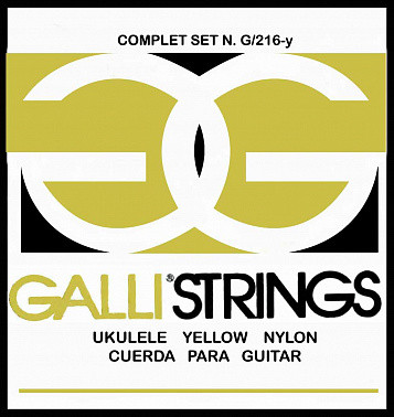 Струны для укулеле сопрано, концерт, тенор GALLI STRINGS G216Y нейлон, цвет - желтый