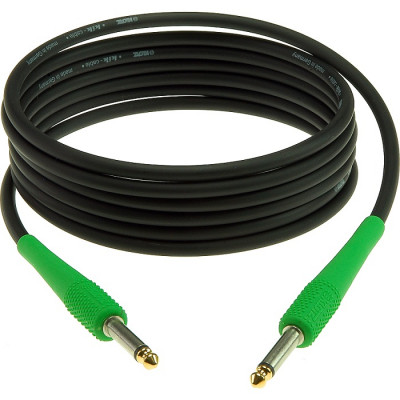 KLOTZ KIKC4.5PP4 готовый инструментальный кабель, чёрн., прямые разъёмы KLOTZ Mono Jack (зелёного цвета), дл. 4,5 м