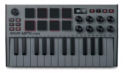 Миди клавиатура AKAI PRO MPK MINI MK3 Grey с уменьшенными клавишами