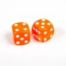 Набор из 2 кубиков D6, 16мм, оранжевый с белыми точками в блистере