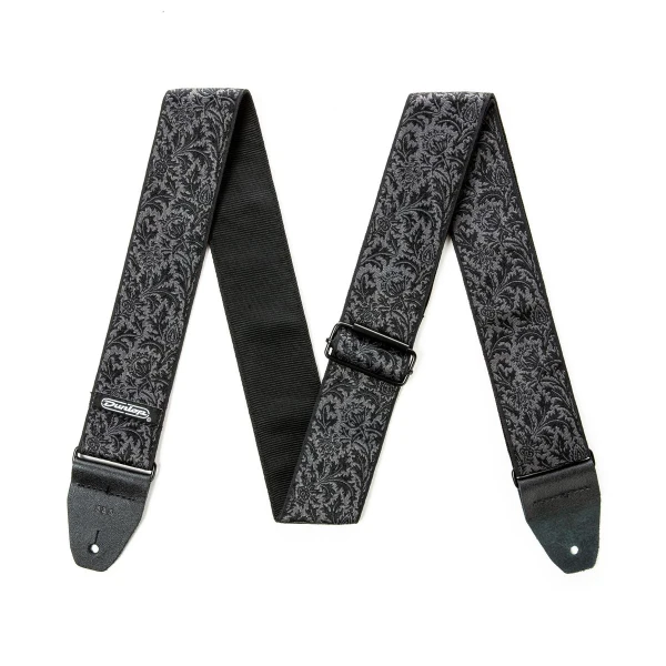 Дизайнерский ремень для гитары из жаккардовой ткани с кожей Dunlop D6714 Jacquard Black Thistle