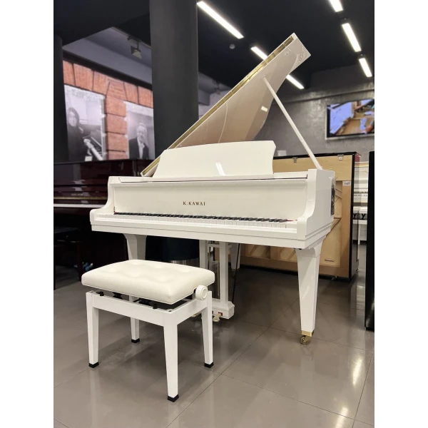 Акустический рояль с банкеткой Kawai GL-10 WH/P, длина 153 см, цвет белый полированный, Индонезия