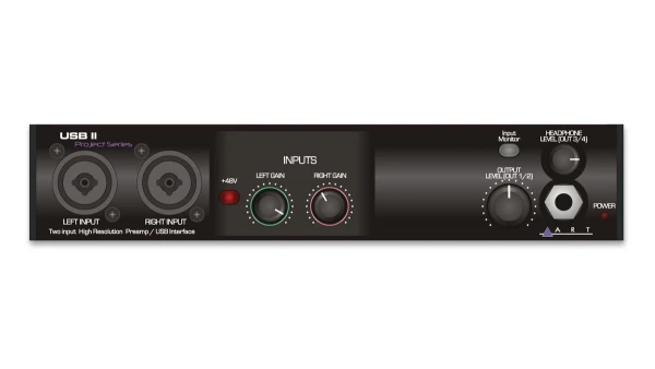 Аудио USB-интерфейс ART USB II, 32 бит/192 кГц, 2 in/2 out, MIDI I/O, выход на наушники