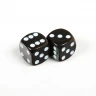 Набор из 2 кубиков D6, 16мм, черный с белыми точками в блистере
