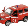 Машина "АВТОПАНОРАМА" "Пожарная служба", красный, 1/50, инерция, в/к 12*7*5,5 см