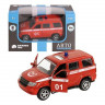 Машина "АВТОПАНОРАМА" "Пожарная служба", красный, 1/50, инерция, в/к 12*7*5,5 см